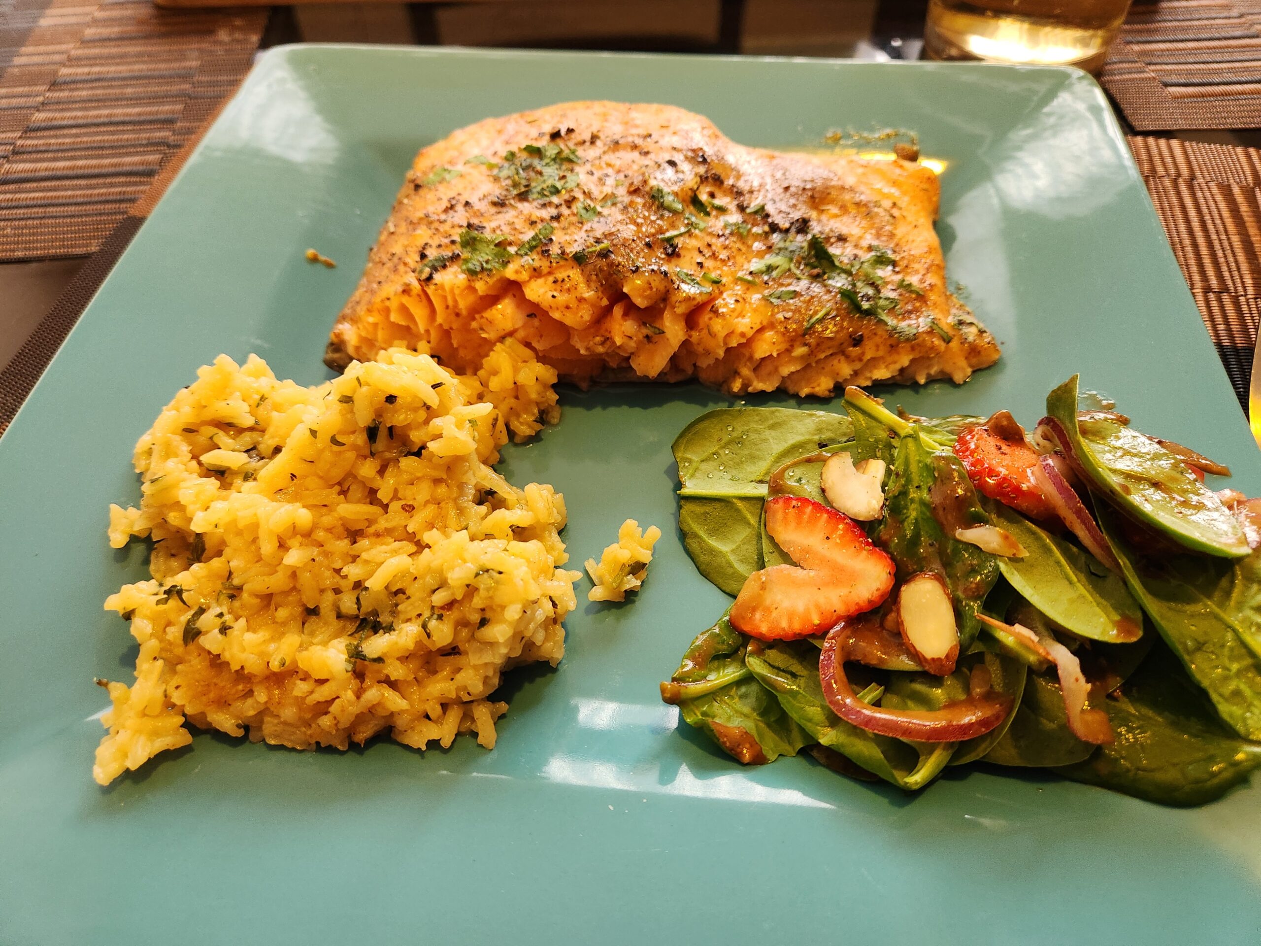 Sunday Gravy with yeah right: Maple Dijon Salmon with herbed rice!